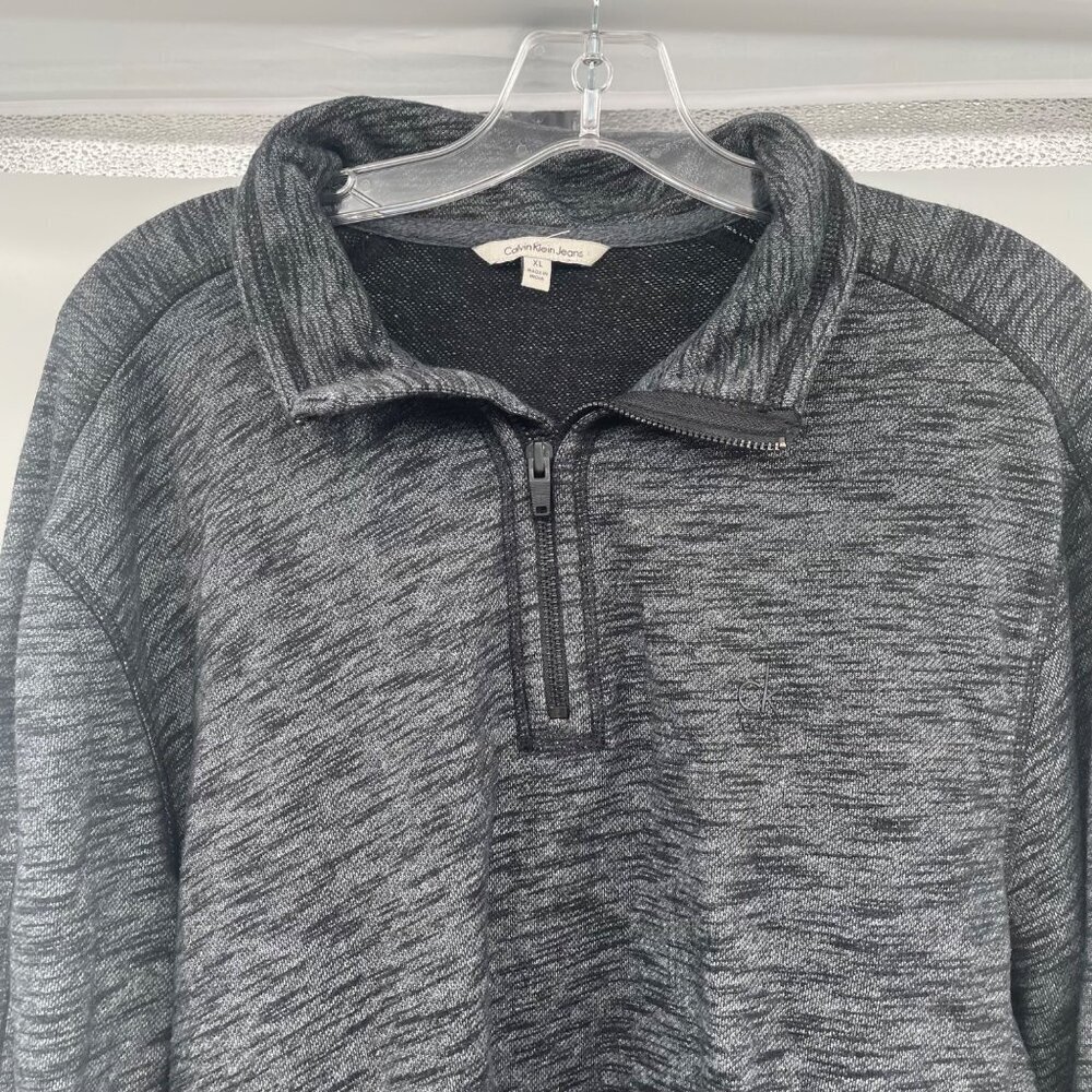 Calvin Klein Womens 1/4 Zip Pullover Sweater Long Sleeve Gray/Black Size XL - Picture 2 of 9